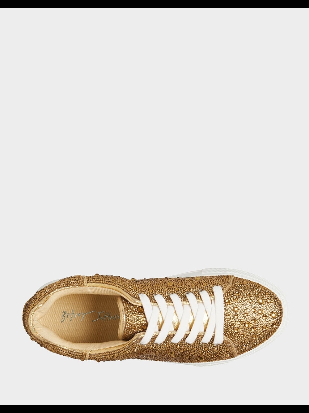 Betsey Johnson Gold Crystal-Studded Low-Top Sneaker